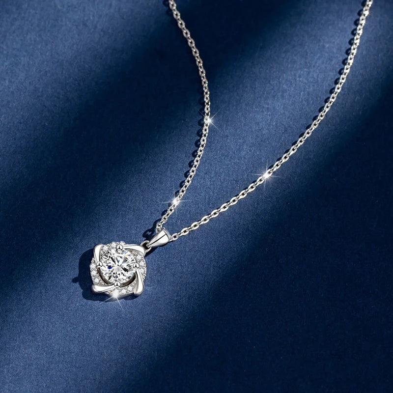 Fashion Luxury Trendy Classic 1ct GRA Moissanite Irregular Sqaure Necklace For Charm Women 925 Silver Party Jewelry Gift