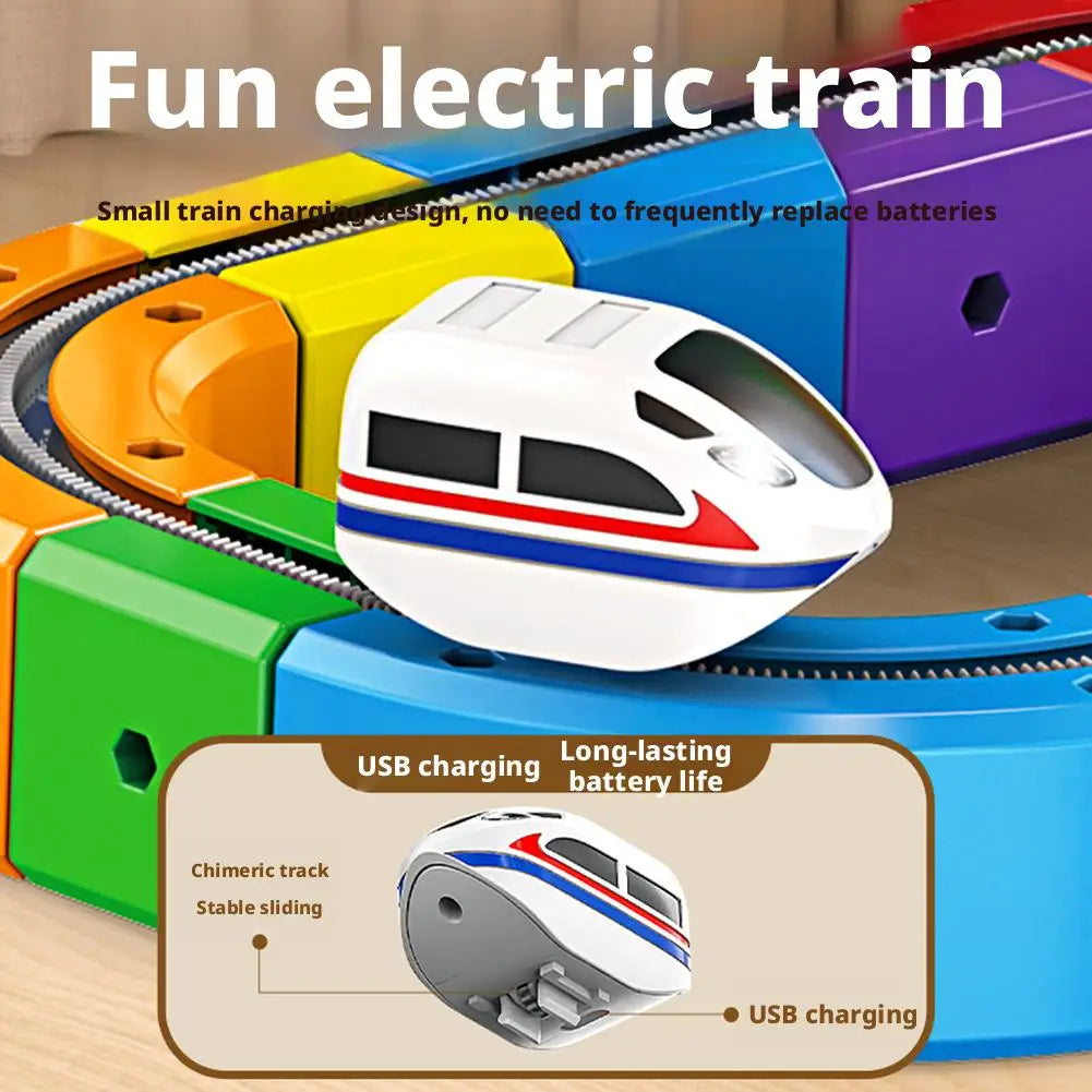 Children Magic Track Train Electric Assembled Building Blocks Magnetic Rail Car Maze Educational Toys Magnetic Assembly Train