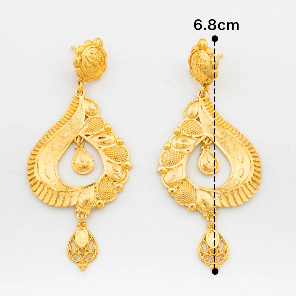 Italian Gold Color Jewelry Set for Women Pendant and Earrings Party Gifts  Plated Necklace Bohemia Jewellery Engagement