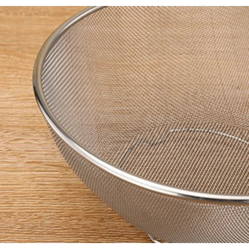 Stainless Steel Mesh Sieve Draining Basket Household Kitchen for Washing Rice Vegetables Fruits Multi Function Easy Clean