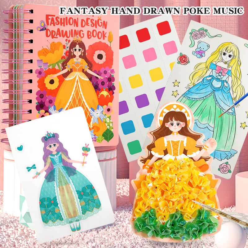Children's Fabric Art Craze Poke Drawing Craft Toys DIY Creative Puzzle Puncture Painting Poking Sticker For Kids Birthday Gifts