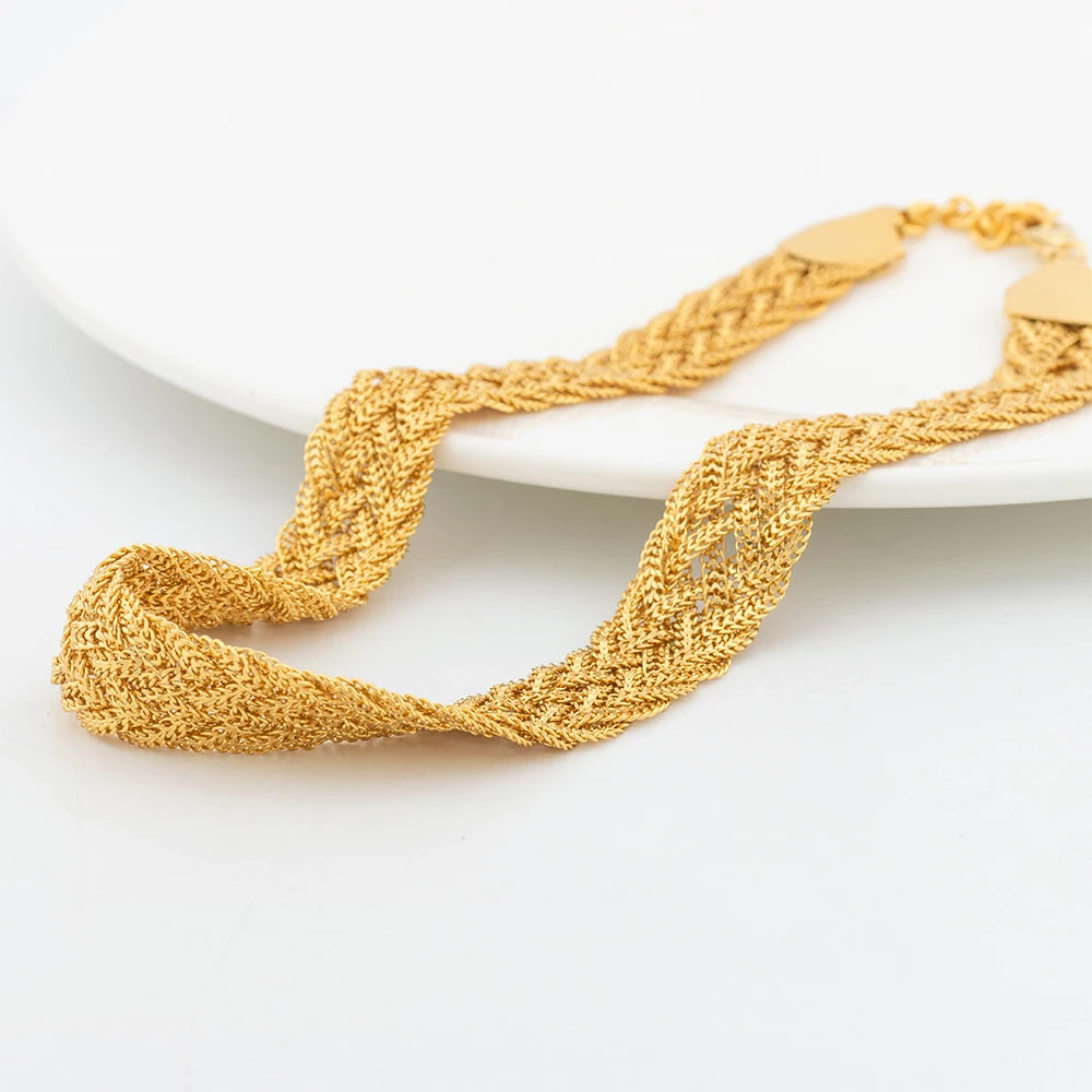 YM 10MM Woven Chain for Women Gold Plated Necklace and Bracelet 40CM Hollow Chain Dubai Africa Luxury Punk Jewellery Accessaries