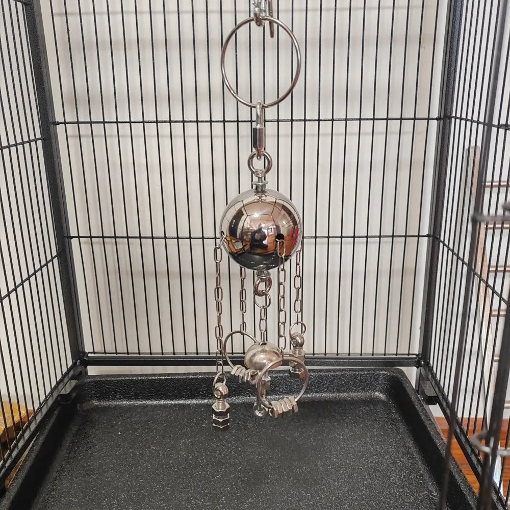Stainless Steel Medium Large Parrots Gnaw Relieve Bell Toys Birds Chewing Hanging Swing Tearing Cage Toy