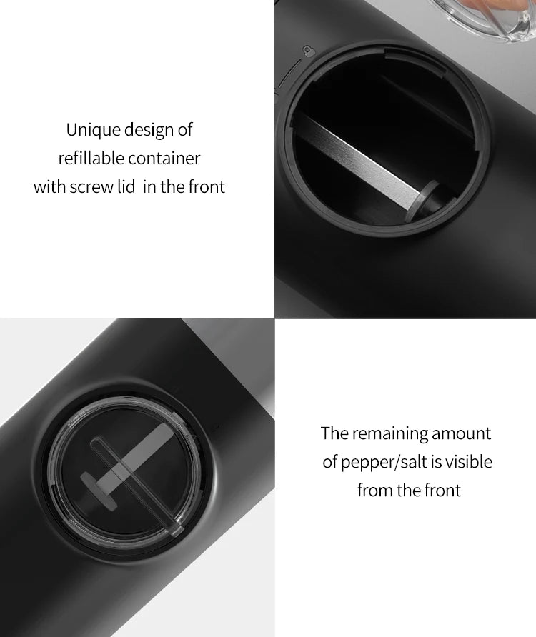 1/2pcs Automatic Pepper Grinder Salt And Pepper Grinder USB Rechargeable Adjustable Coarseness Spice Mill for Kitchen Tool