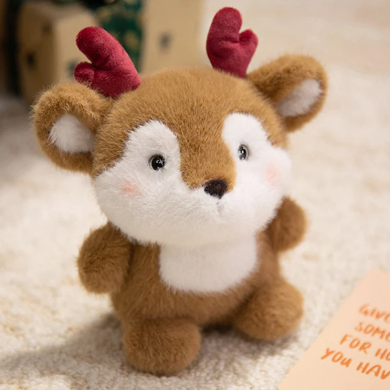 Cute Mini Plush Collectible 6 Styles 17cm, Bear Chick Reindeer Lamb Bunny Capybara Figure, Kawaii Desk Decor Ornament