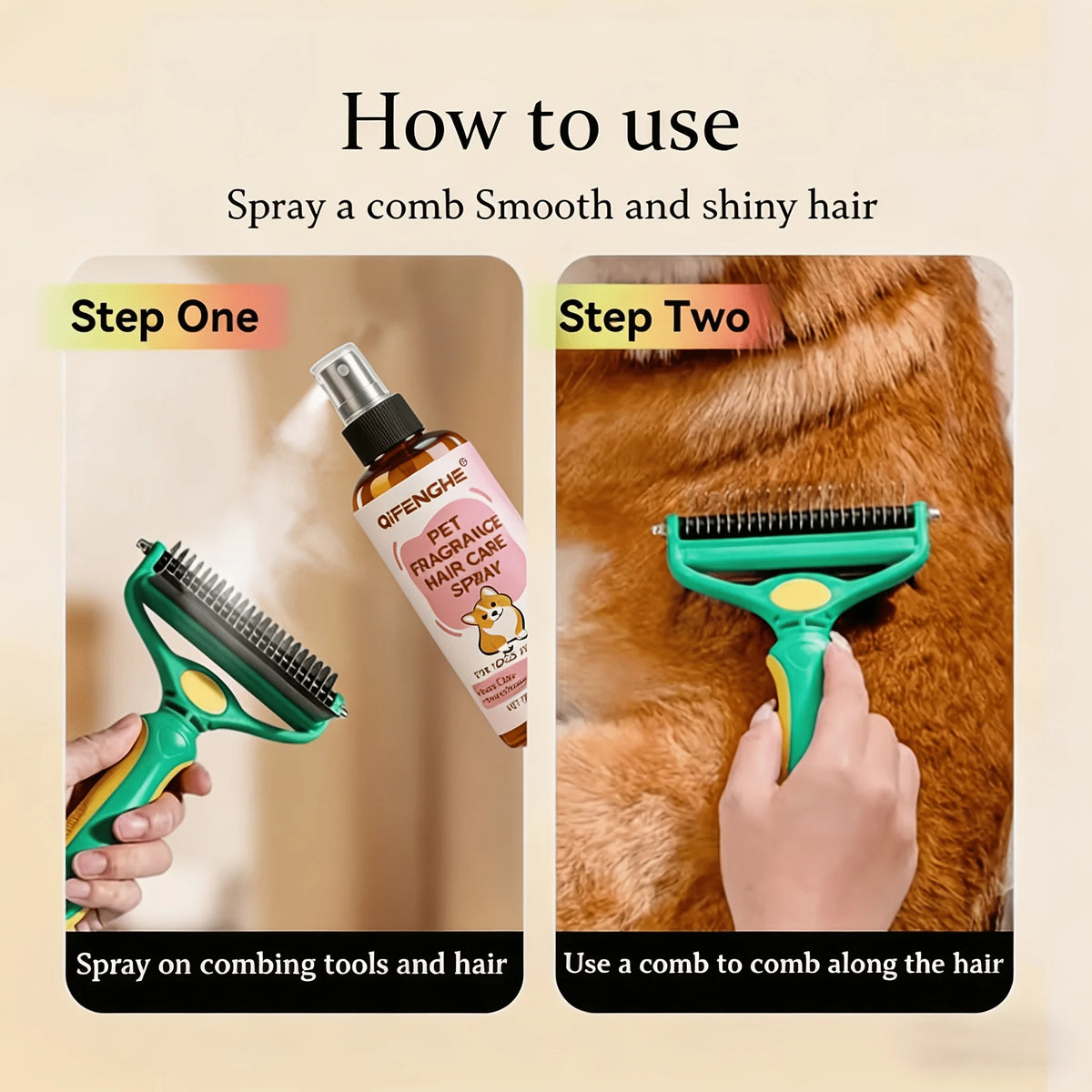 Pet Hair Care Spray 3.38 Oz Fur Conditioner for Dogs And Cats Instant Frizz Control Smooth Coat Deep Nourishing Detangling