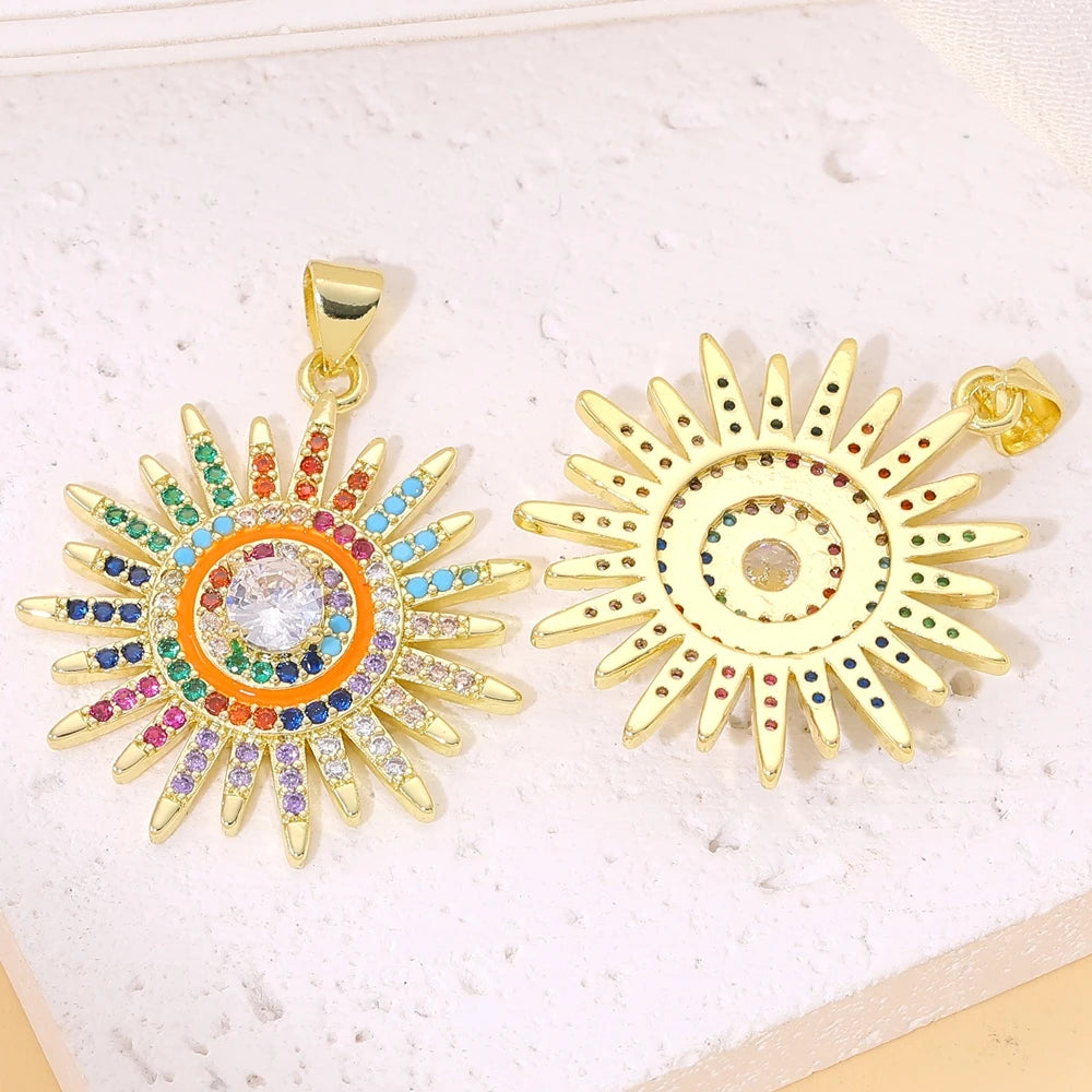 Juya Handmade 18K Real Gold Plated Opal Shell Round Turkish Greek Evil Eye Charms For DIY Luxury Talisman Pendant Jewelry Making