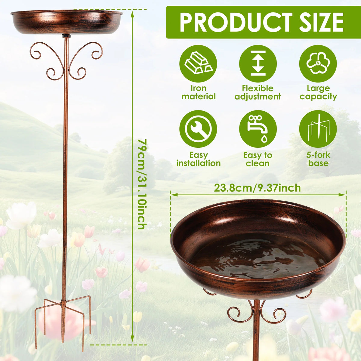 Bird feeder Parrot bird birdtub Iron Standing Bowl feeding watering supplies Outdoor Garden Patio Lawn decor bird accessories