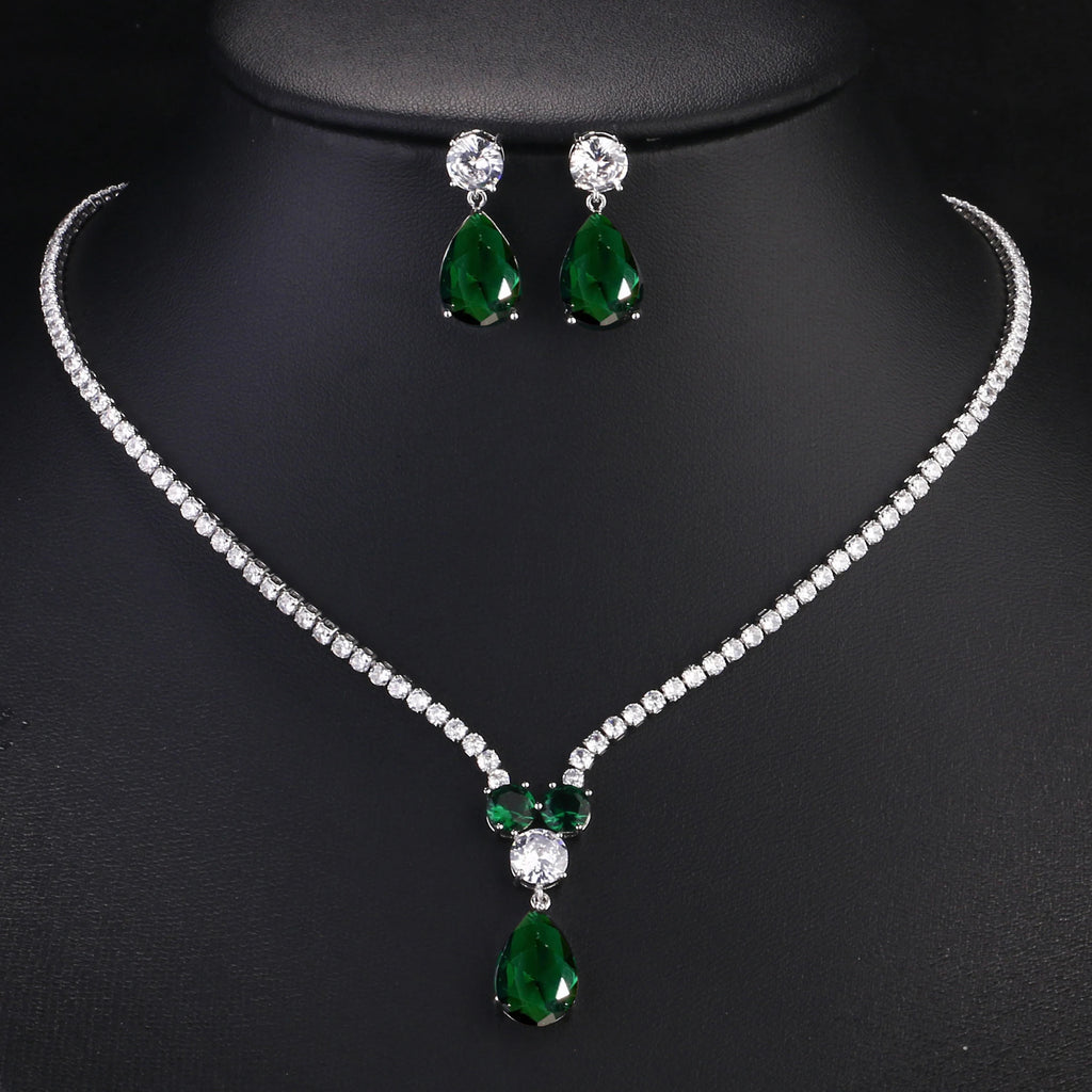 ZAKOL Luxury Clear Water Drop Zircon Jewelry Set for Women High Quality Shiny CZ Wedding Party Jewelry