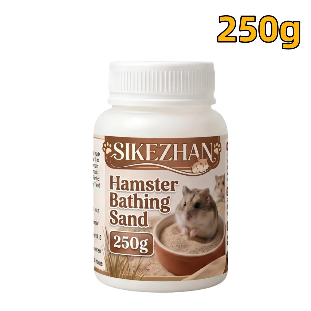 Premium Hamster Grooming Bath Sand Pet Dry Clean Bedding Pure Silica Dust Free Odor Control for Mice Gerbils Small Animal, 500g