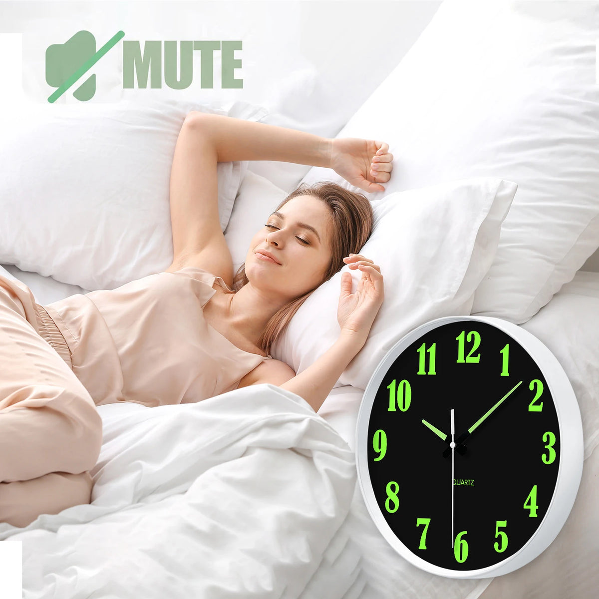 Modern Unique Luminous Plastic Glass Wall Clock, 8-16 Inch Modern Round Silent Luminous Wall Clock, AA Battery Powered, Suitable