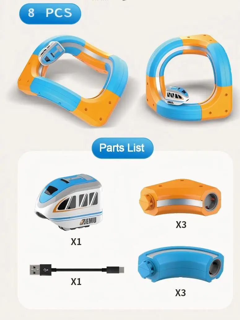 Electric Magnetic DIY Track Car, Parent-Child Interaction, Multiple Play Styles, Anti-Gravity Train, Super Strong Magnets, DIY Assembly, Suitable for Boys and Girls, Best Gift