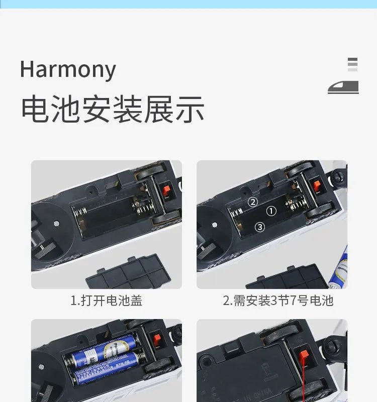 Harmony Railcar Simulation High-speed Railway Train Toys 3D Electric Bullet Train with Light Model Building Toy GIft Car for Kid