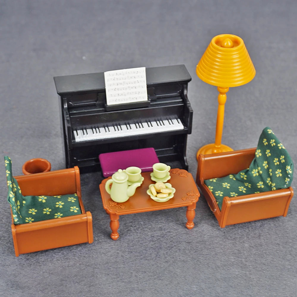 Doll House 1:12 Miniature Furniture Kitchen Toy Dining Table Dollhouse Accessories Montessori Bedroom Bathroom For Girl Gift