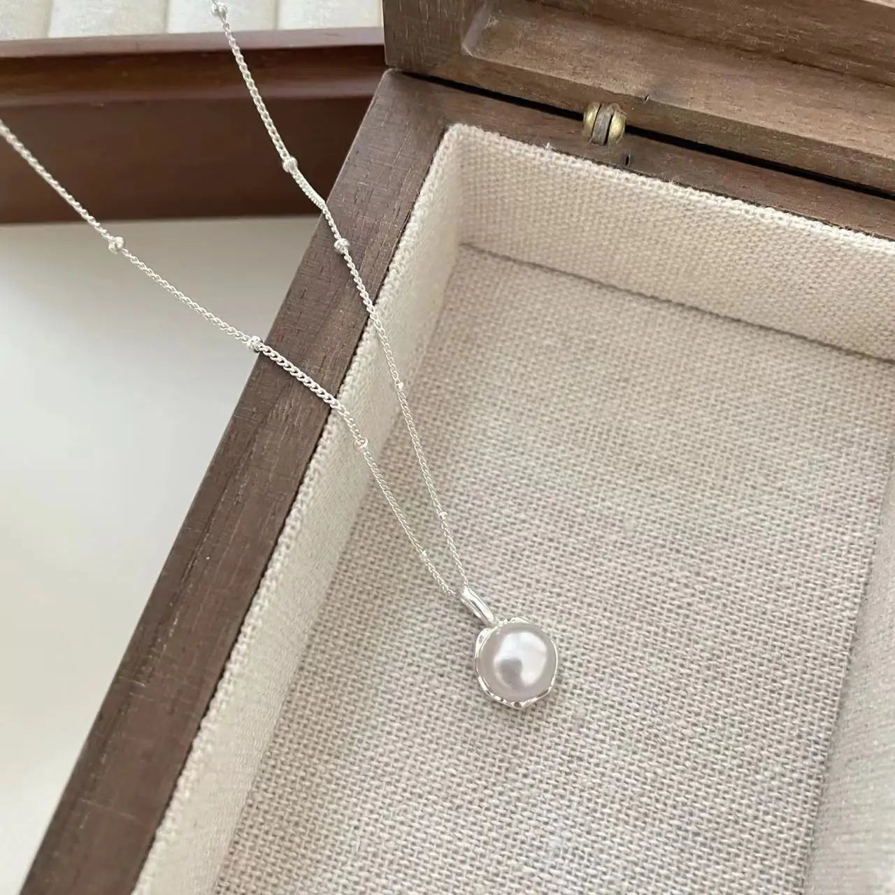 925 Sterling Silver Necklace Black Beads Square Irregular Punk Geometric for Women Girl Jewelry Gift Dropshipping Wholesale