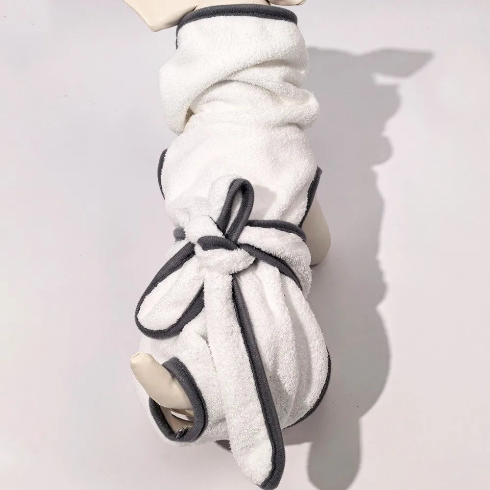 Coral Fleece Pet Bathrobe Towel Absorbent Tie Up Style Dog Bath Towel Comfortable Hooded Pet Drying Towel Dog Cat Pet Products