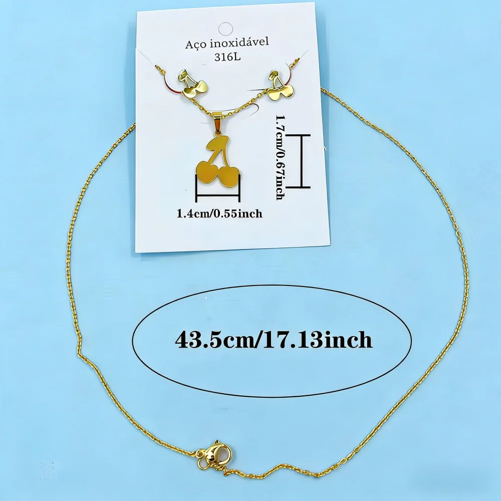 6/8/10/12/24Sets Fashion Flowers Heart Stainless Steel Earrings Necklace Set For Women Mix Style Trendy Jewelry Party Gifts