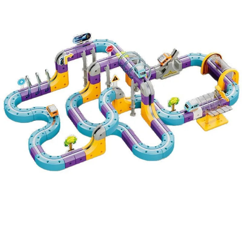 Magnetic Building Blocks Track Car Variable Assembled Track Puzzle Educational Toy For Adult Family Interactive Game School Gift