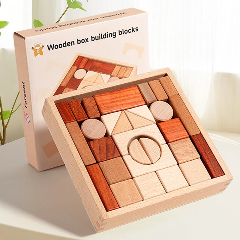 Kawaii 100Pcs Unpainted Beech Wooden Large Building Blocks Toddler Stacking Construction Preschool Educational Gift