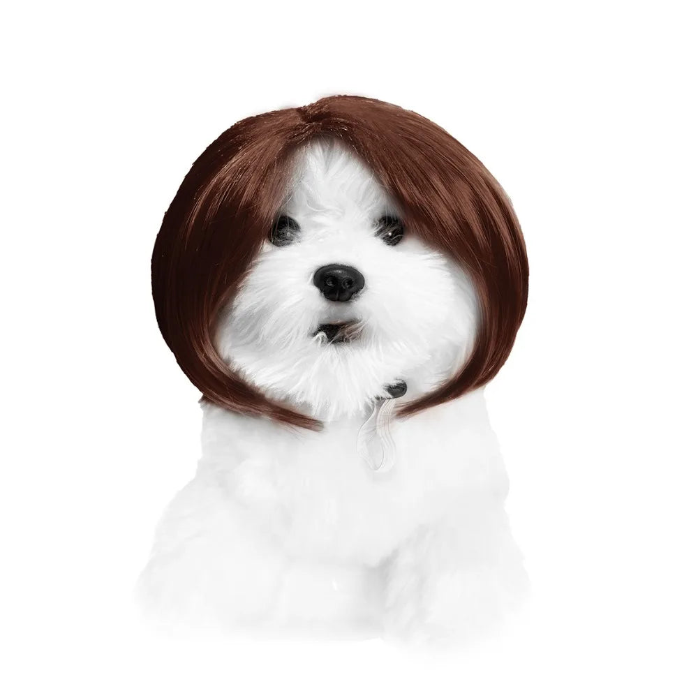 Cute Funny Pet Wig Adjustable Elastic Band Design Cat Wig Dog Wig Pet Cosplay Props Photography Prank Gifts