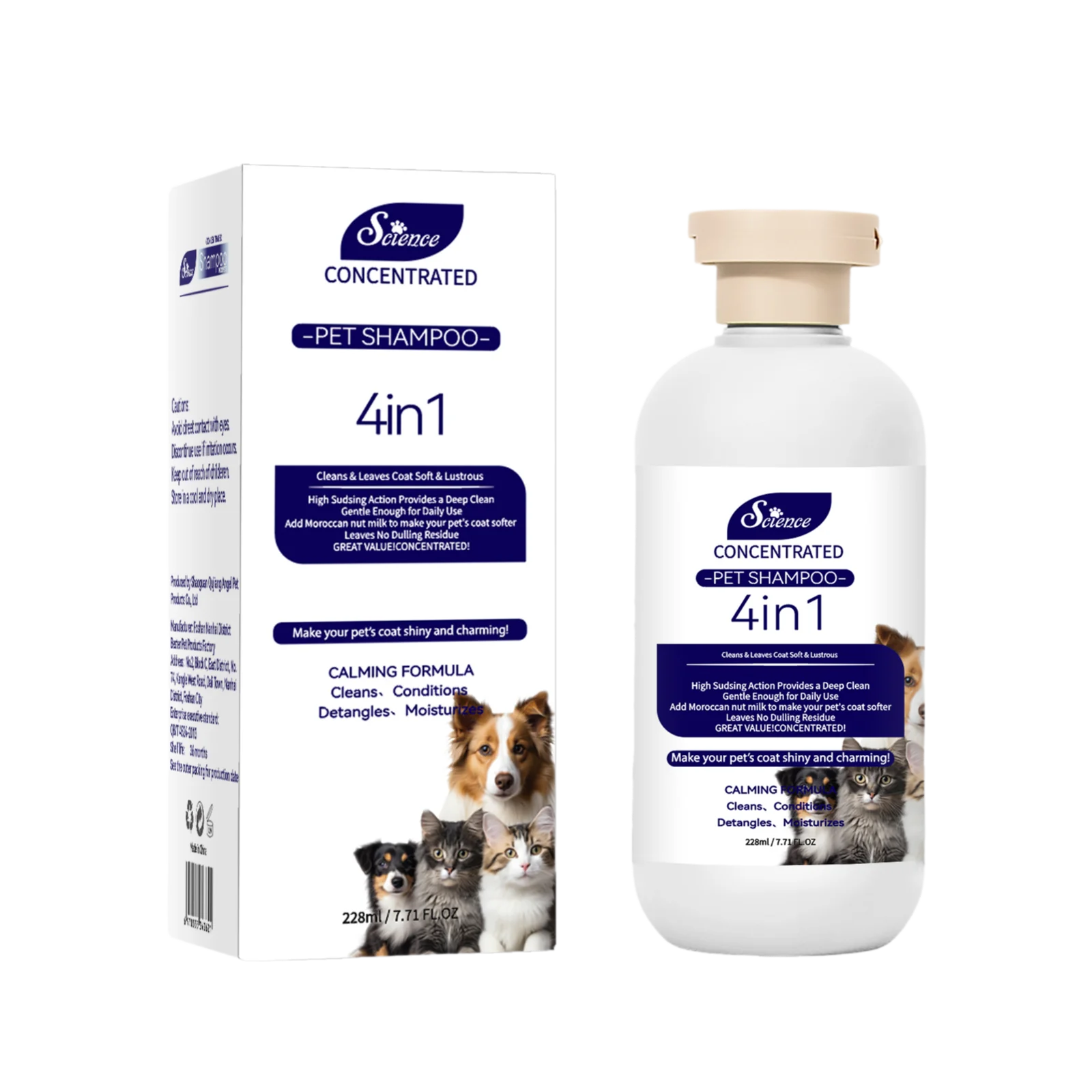 228ML Soothing Pet Grooming Shampoo for Sensitive Skin - Hypoallergenic Formula for Cats and Dogs
