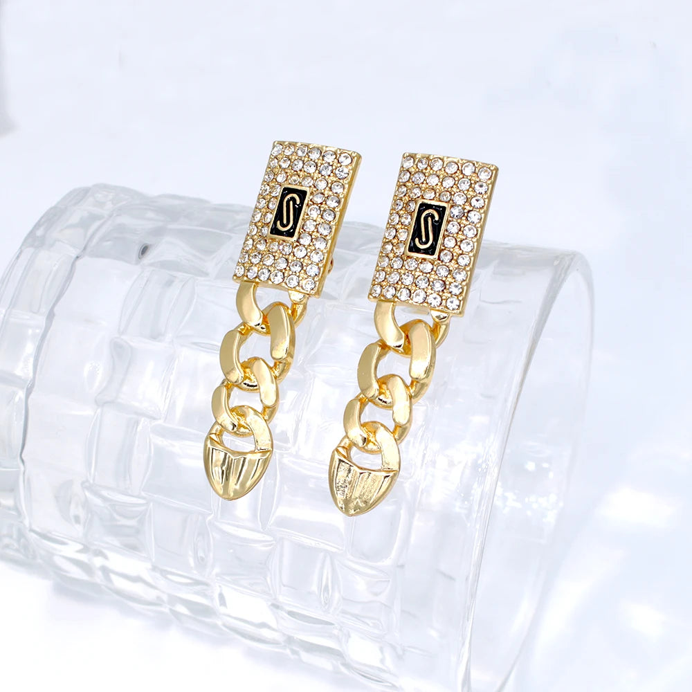 GZJPEI Monaco Chain 18K Gold Plated Cuban Chain Jewelry Set High Quality Necklace Bracelet 2025 New For Bridal Wedding Gift
