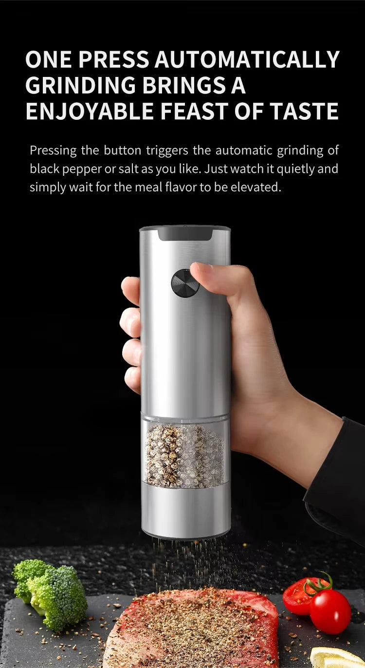 1/2pcs Electric Automatic Salt And Pepper Grinder Set with LED Light Adjustable Spice Mill Kitchen Tools for Cooking