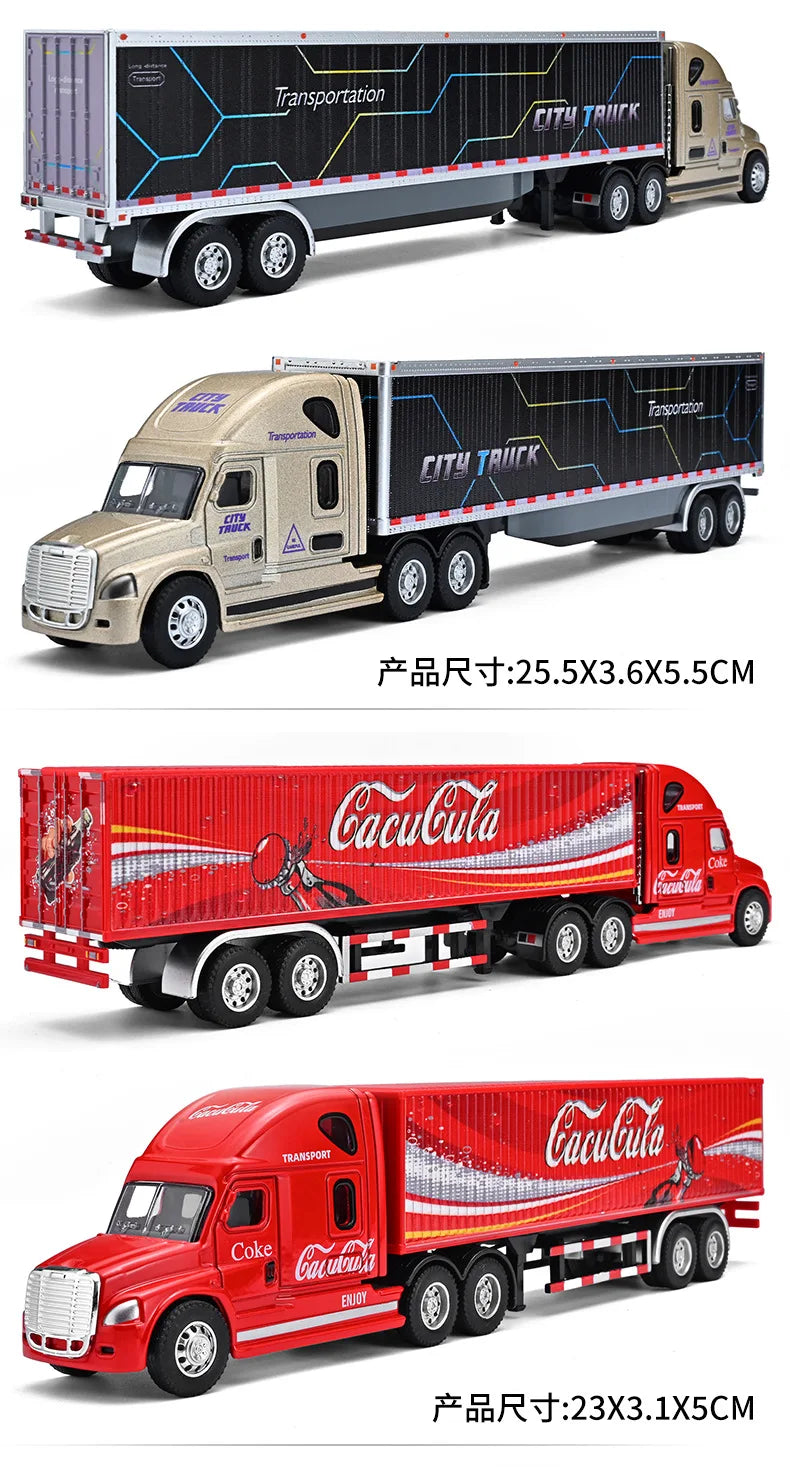 1:64 Small Trailer Container Truck Gulf Version Simulation Alloy Car Model Ornament Toy Collect Boys' Toys Gifts
