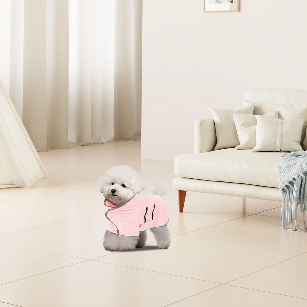 Super Absorbent Pet Bathrobe Dry Dog Towel for Grooming Bathing Quick Drying Dog Robe Super Absorbent Pet Bathrobe