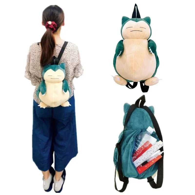 Pokemon Cartoon Snorlax Plush Backpack Kawaii Doll Plush Bag Cosplay Props Christmas Gifts Kids Schoolbag