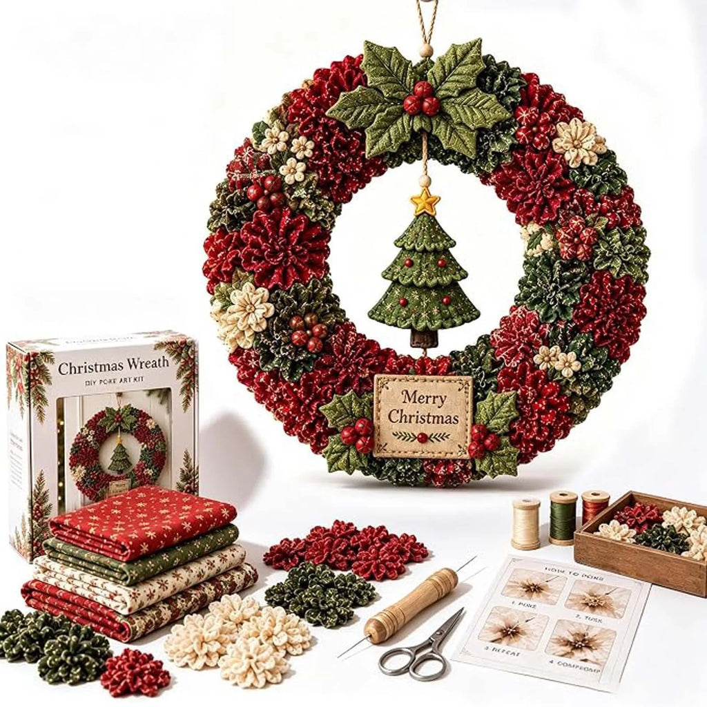 3D Christmas Fabric Poke Art Kit No-Sew Christmas Craft Holiday Door Decor Holiday Family Craft Art Kit Christmas Gift