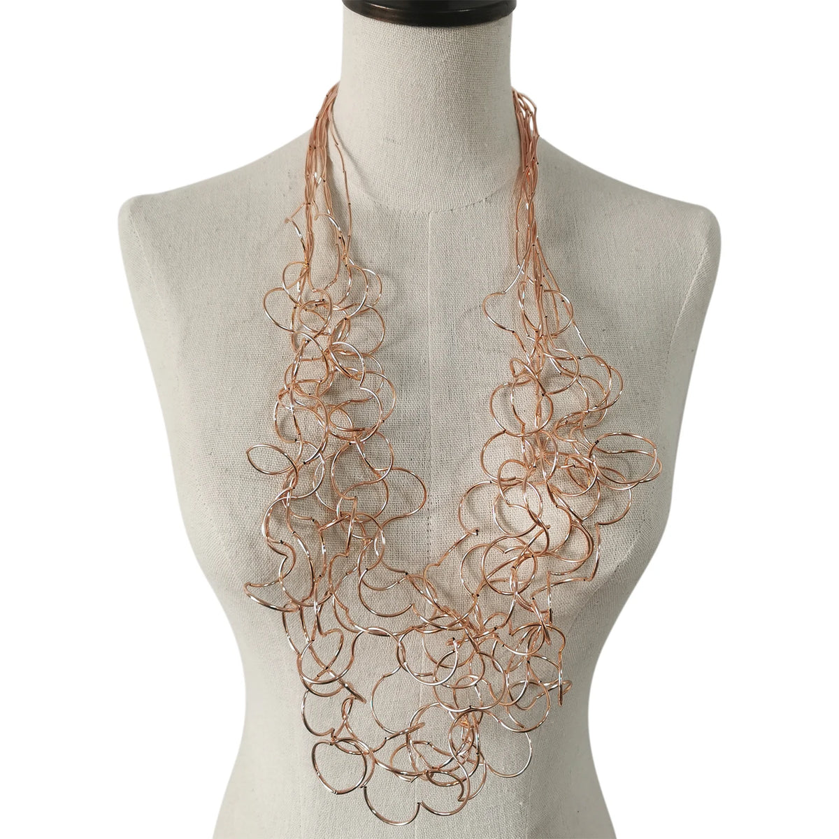 STRATHSPEY Fashion New Long Irregular Copper Tube Necklace For Women Statement Chunky Multi Lay Jewelry