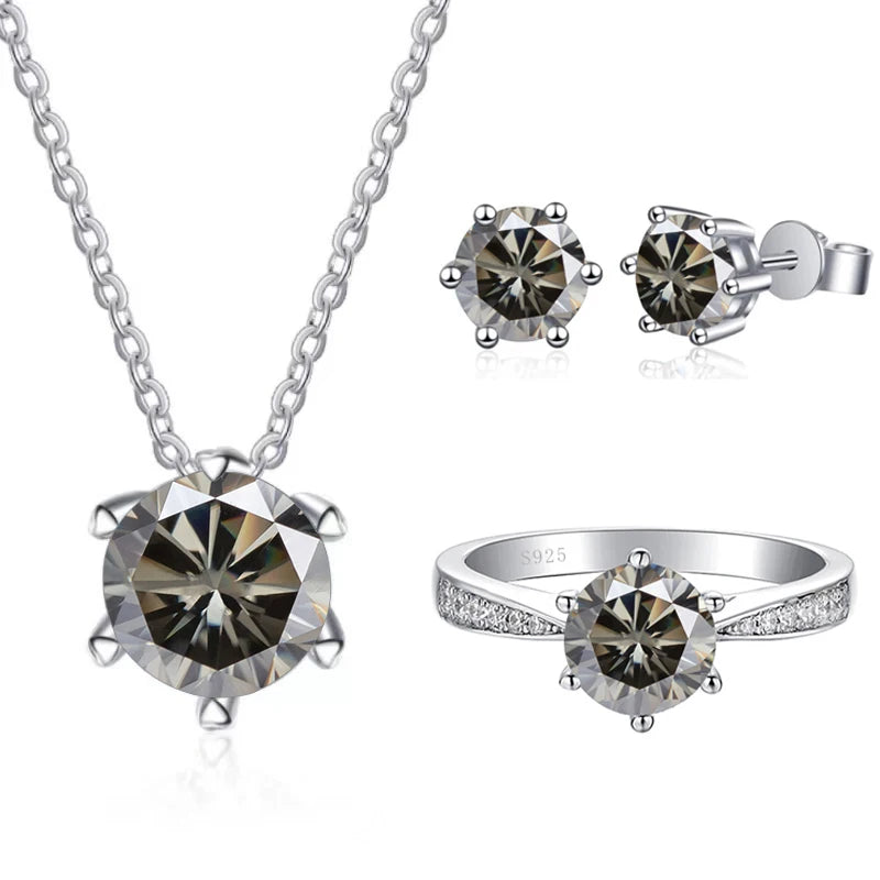 JoyceJelly Moissanite Jewelry Set With 1CT D Color VVS 3EX moissanite stone pass diamond test Wedding Luxury Fine Jewelry gift