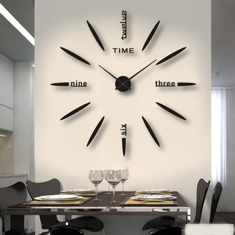 2026 Modern Design Large Wall Clock 3D DIY Quartz Clocks Fashion Watches Acrylic Mirror Stickers Living Room Home Decor Horloge