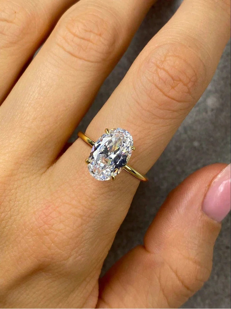 GRA 1-3CT 925 Sterling Silver Engagement Rings Oval Cut Solitaire Cubic Zirconia Wedding Promise Rings for Women Fine Jewelry