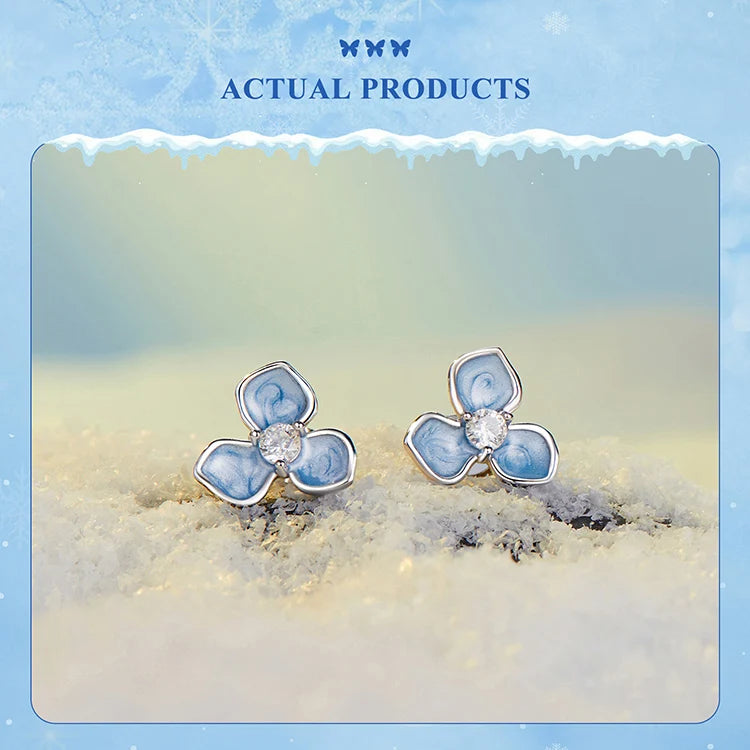 Bamoer 925 Sterling Silver Original Blue Butterfly Ring Lilac Flower Earrings for Women Jewelry Set Anniversary Engagement Gift