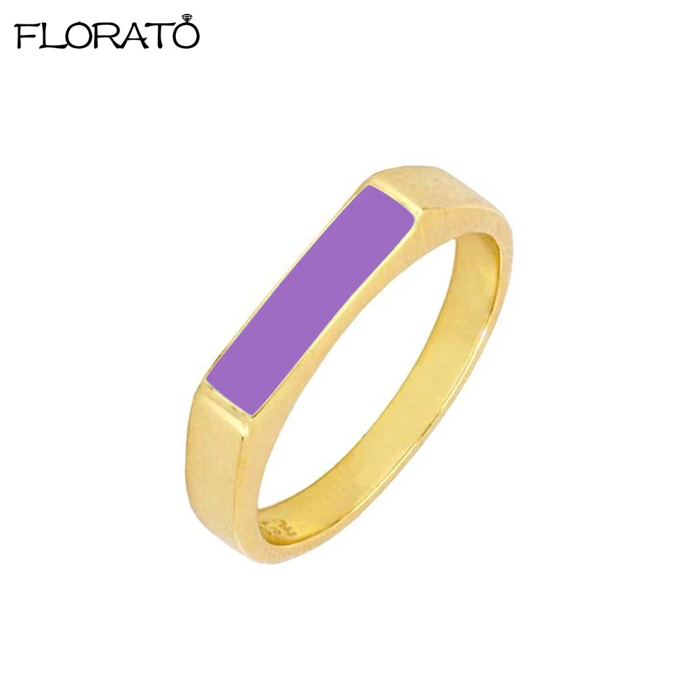 Trendy 18K Gold Plated Engagement Ring for Women Luxury Fashion Elegant Purple Crystal Wedding Rings Party Jewelry Gifts