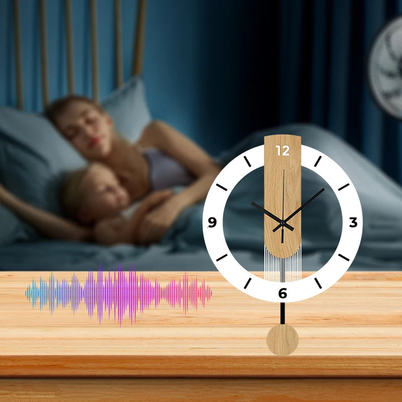 White wood grain acrylic creative pendulum clock silent clock living room bedroom kitchen office home decoration