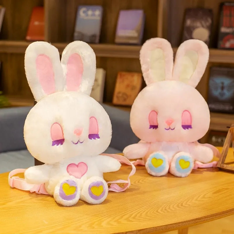 Rabbit Plush Backpack Kindergarten Cartoon School Bag  Children's Coin Purse Fashion All-match Student Diagonal Bag