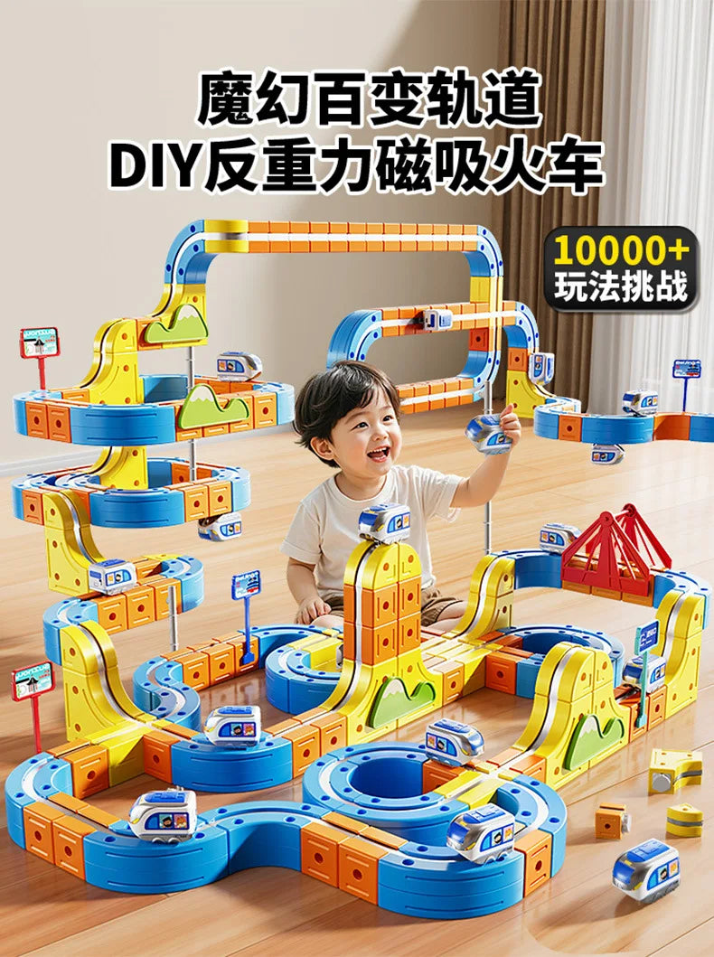 DIY Magnetic Track Train Set Transformable Building Magnetic Rail Toy Versatile Assembly Train Non-Remote Rail Car Surprise Gift