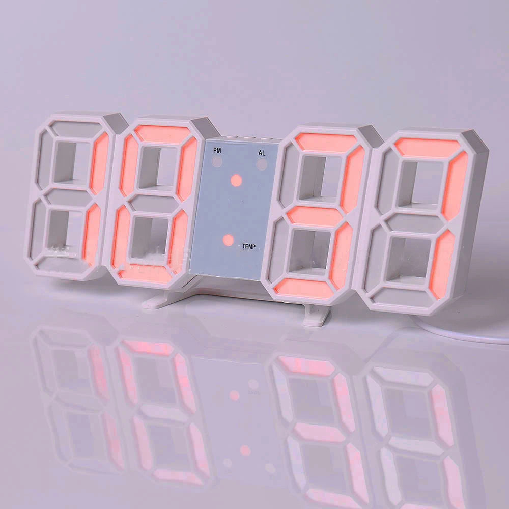 3D LED Digital Wall Clock ,9.7", Large Display Table/ Desk Clock with Remote Control 12/24H Temperature