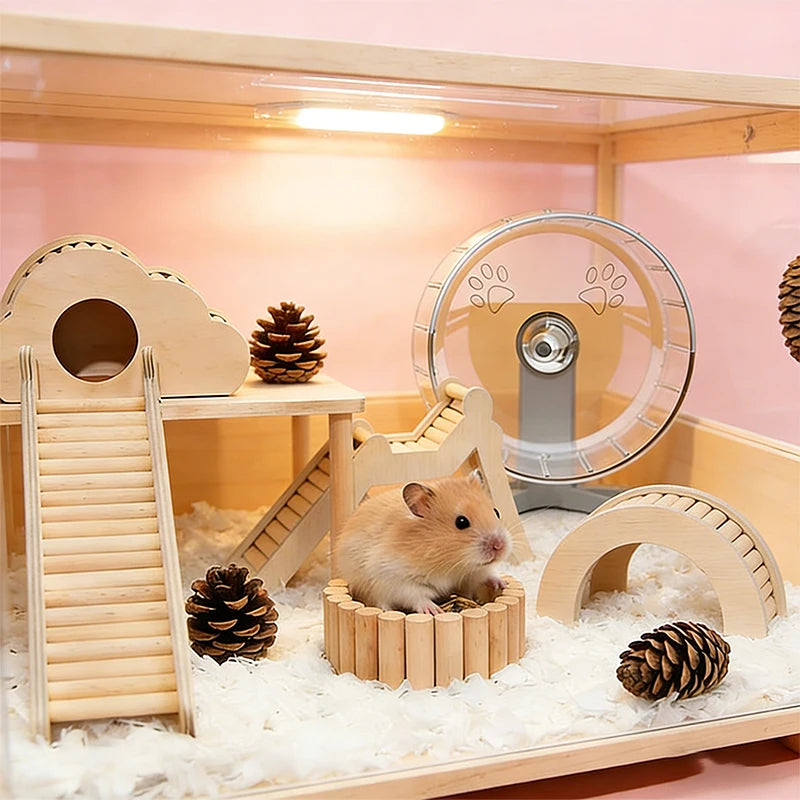 Unpainted Wooden Guinea Pig Hideout Climb House - Hamster Cage Decor Play Tunnel Small Animal Chew Toy Pet Habitat Accessories