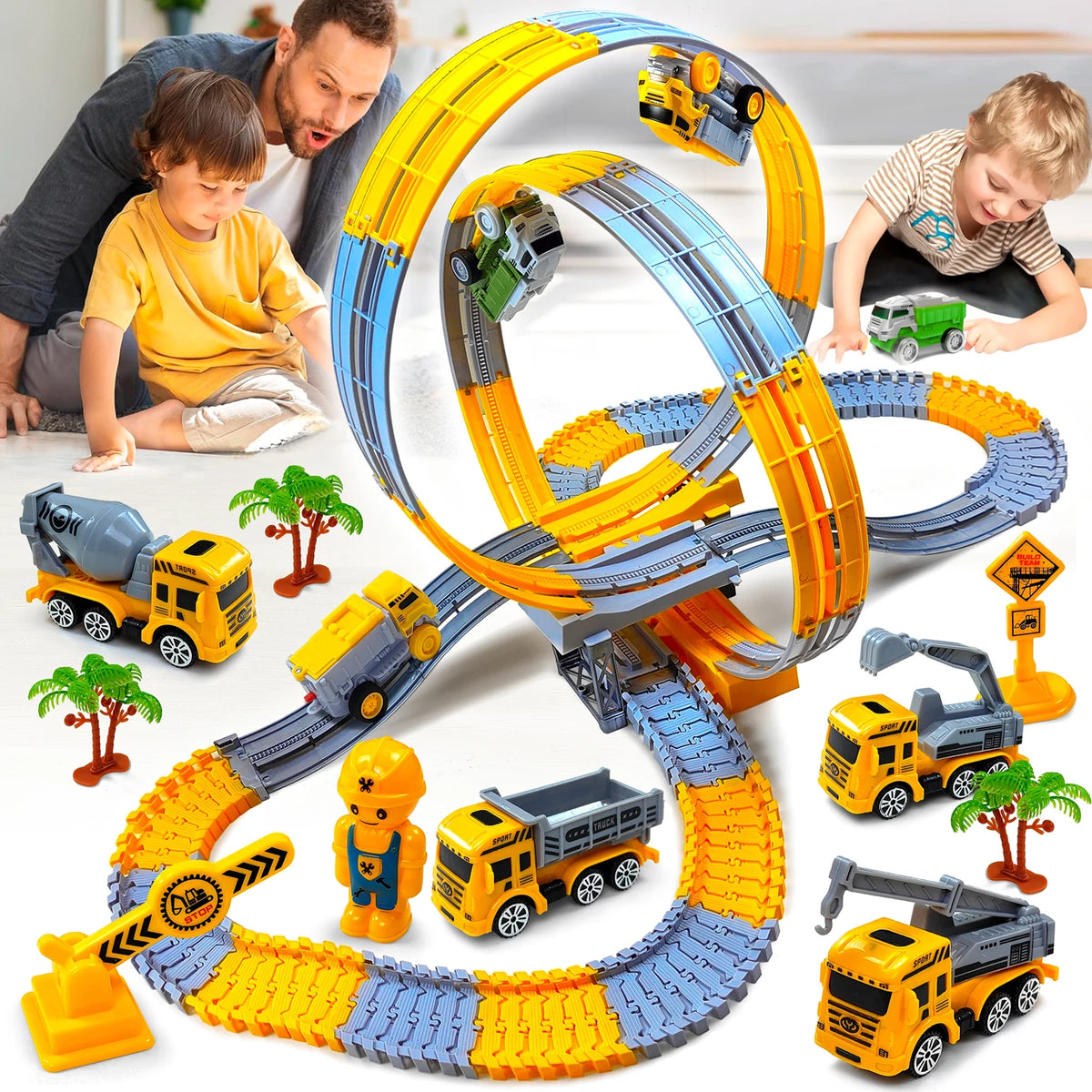 Electric Dinosaur Track Train for Kids - Magic Climbing Engineering Car Puzzle Toy Anti-Gravity Boys Gift