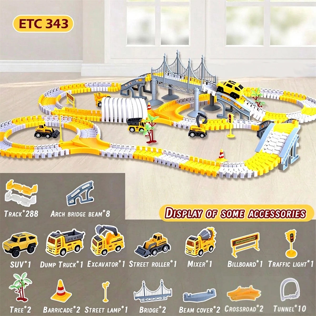 137pc Boys Halloween Christmas Gifts DIY Car Track Assemble Puzzle Toys Parent-Child Interactive Building Toys Family Party Toys