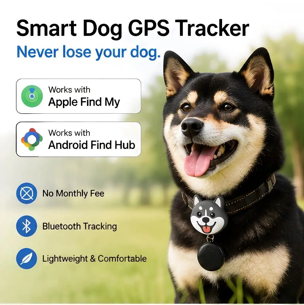 Dog GPS Tracker for Find My & Find Hub, Bluetooth Pet Locator Tag, No Monthly Fee, Waterproof Anti-Lost Tracker