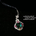 Luxury Vintage Tourmaline Lab Emerald Jewelry Sets for Women Platinum Plating Green Gemstone Inlady Trendy Ring/Earring/Necklace