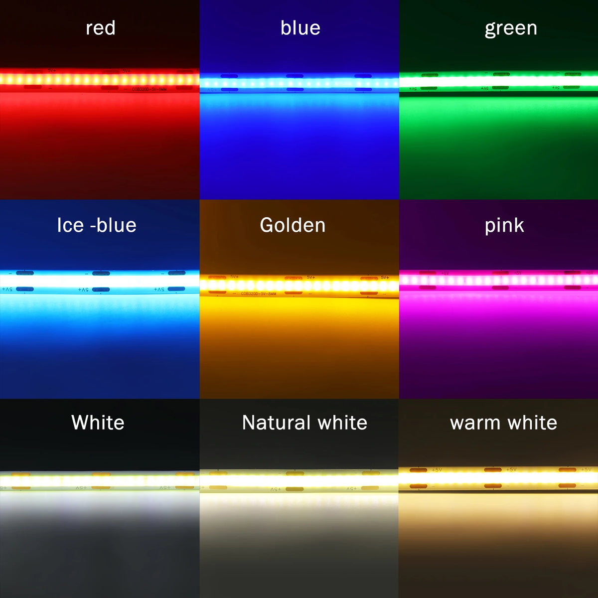 DC 5V COB LED Strip 3mm 5mm 8mm 320LEDs/M High Density Flexible COB LED Tape Night Light Battery Powered DIY TV Mirror Backlight