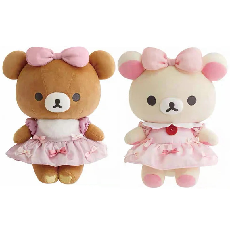 Rilakkuma Korilakkuma Plush Toy Medium 30cm Ribbon Makeup Rilakkuma Cute Kawaii Bear Stuffed Animals Soft Doll Girls Toys Gift