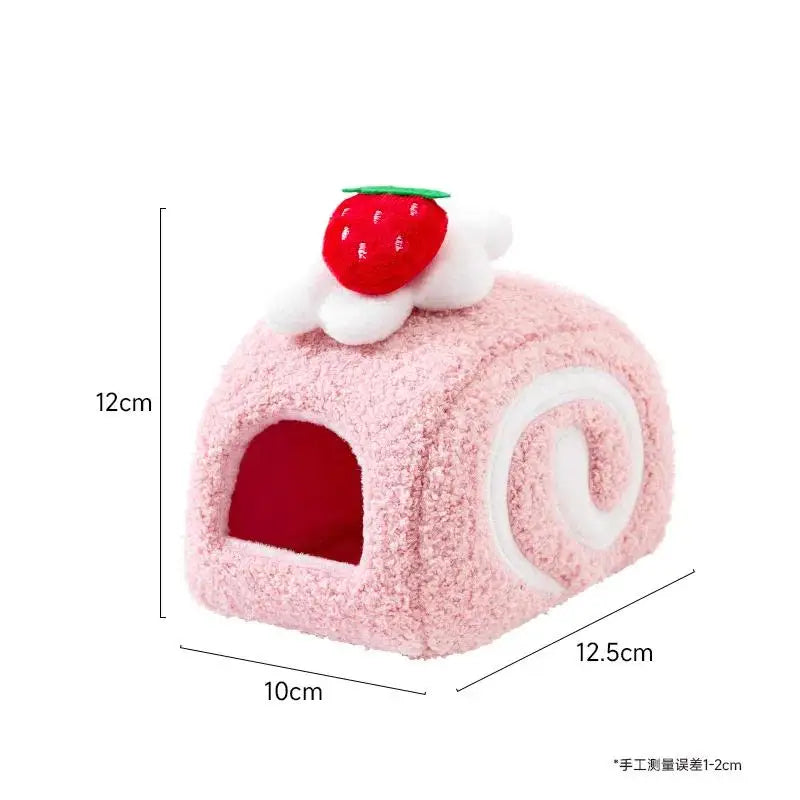 Cute Desserts Cake Plush Hamster House Small Animal Cage Landscaping Supplies Mouse House Small Pet Nest Pet Toy Hiding House