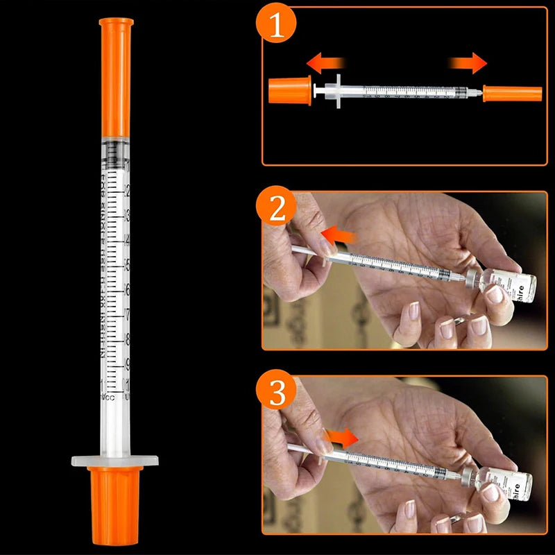 20 Pcs 0.5ml / 1ml Disposable Plastic Veterinary Syringes with Needle, For Pets & Farm Livestock Animals